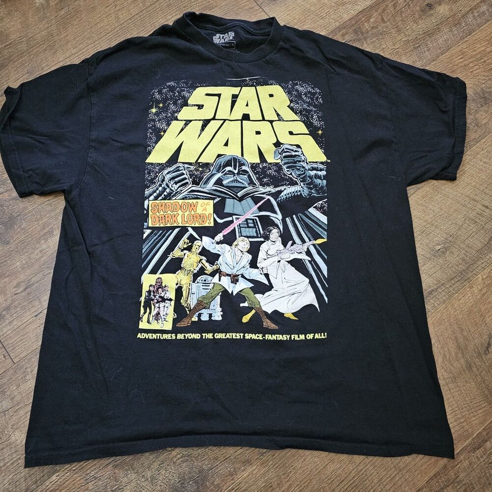 Star Wars Shadow of a Dark Lord Graphic T-Shirt XL Black Comic Cover Disney...